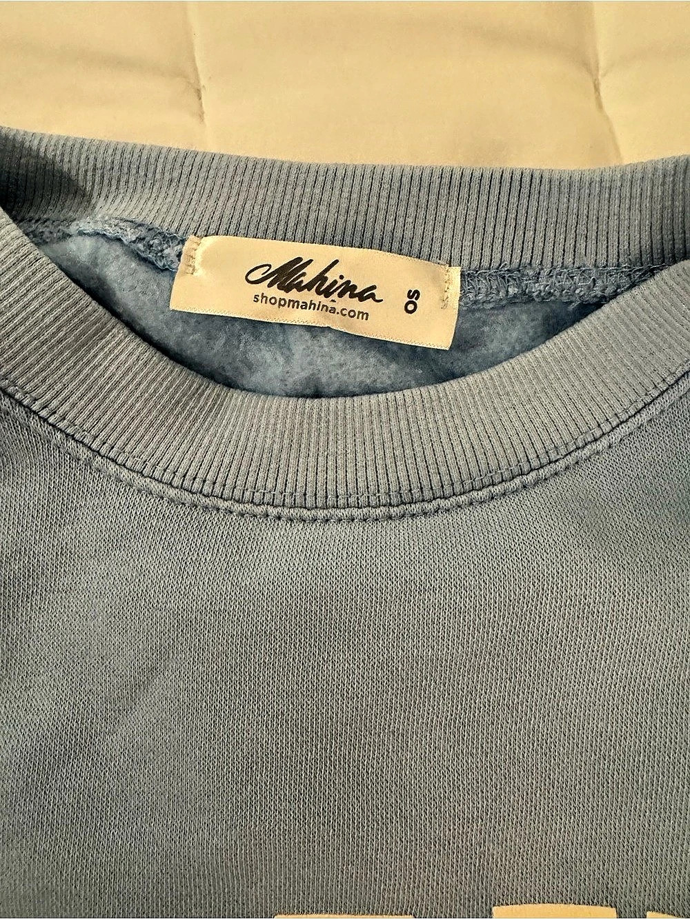 Mahina Aloha Blue Cropped Sweatshirt NWOT - Picture 5 of 5